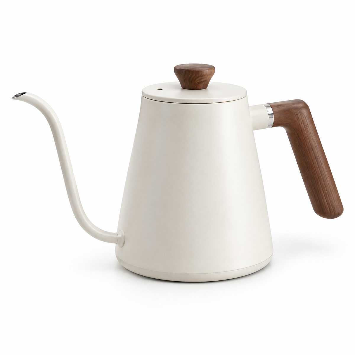 cream matte cvooe gooseneck coffee kettle on a pure white background