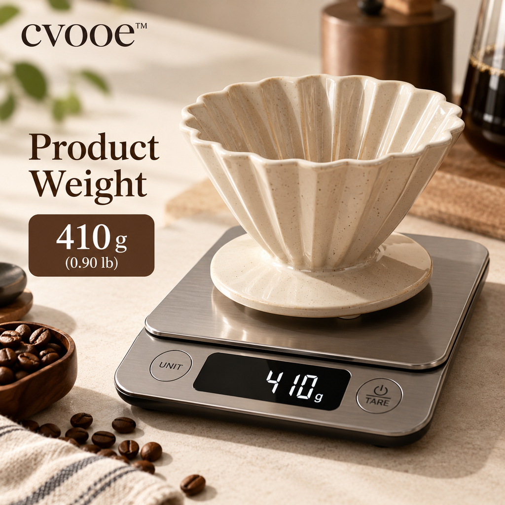 cvooe Sculptural Ceramic Coffee Dripper dimensions diagram