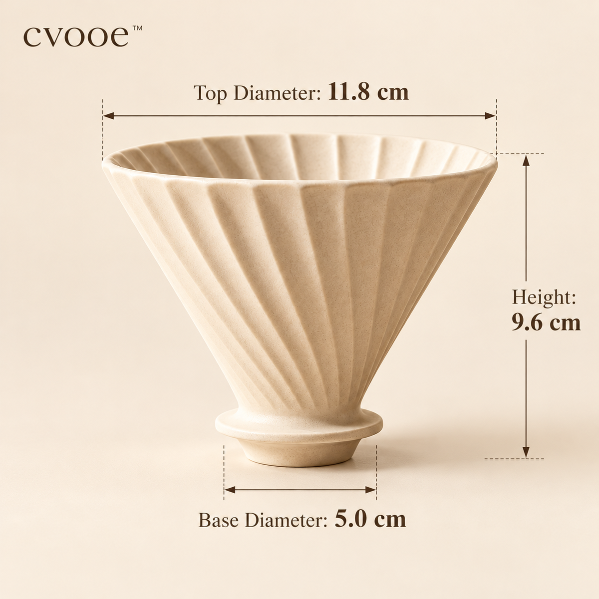 cvooe Sculptural Ceramic Coffee Dripper feature details graphic