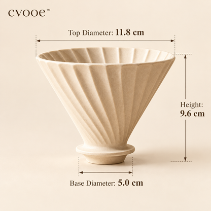 cvooe Sculptural Ceramic Coffee Dripper feature details graphic