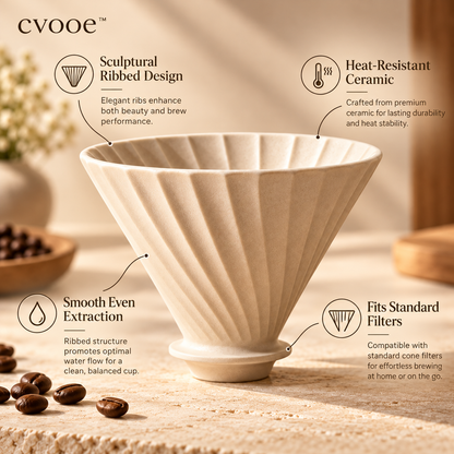 cvooe Sculptural Ceramic Coffee Dripper white background product view