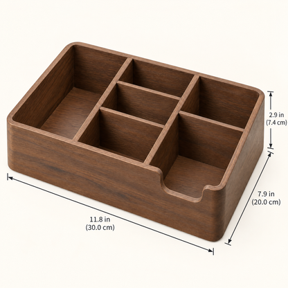 cvooe™ Wooden Coffee Station Organizer — product dimension illustration 11.8 by 7.9 by 2.9 inches