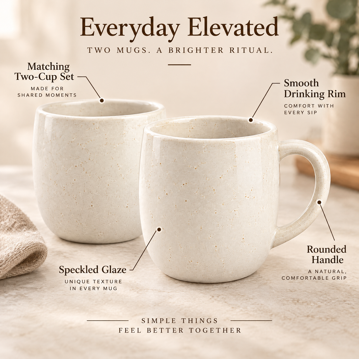cvooe™ Artisan Ceramic Coffee Mug Set - feature details