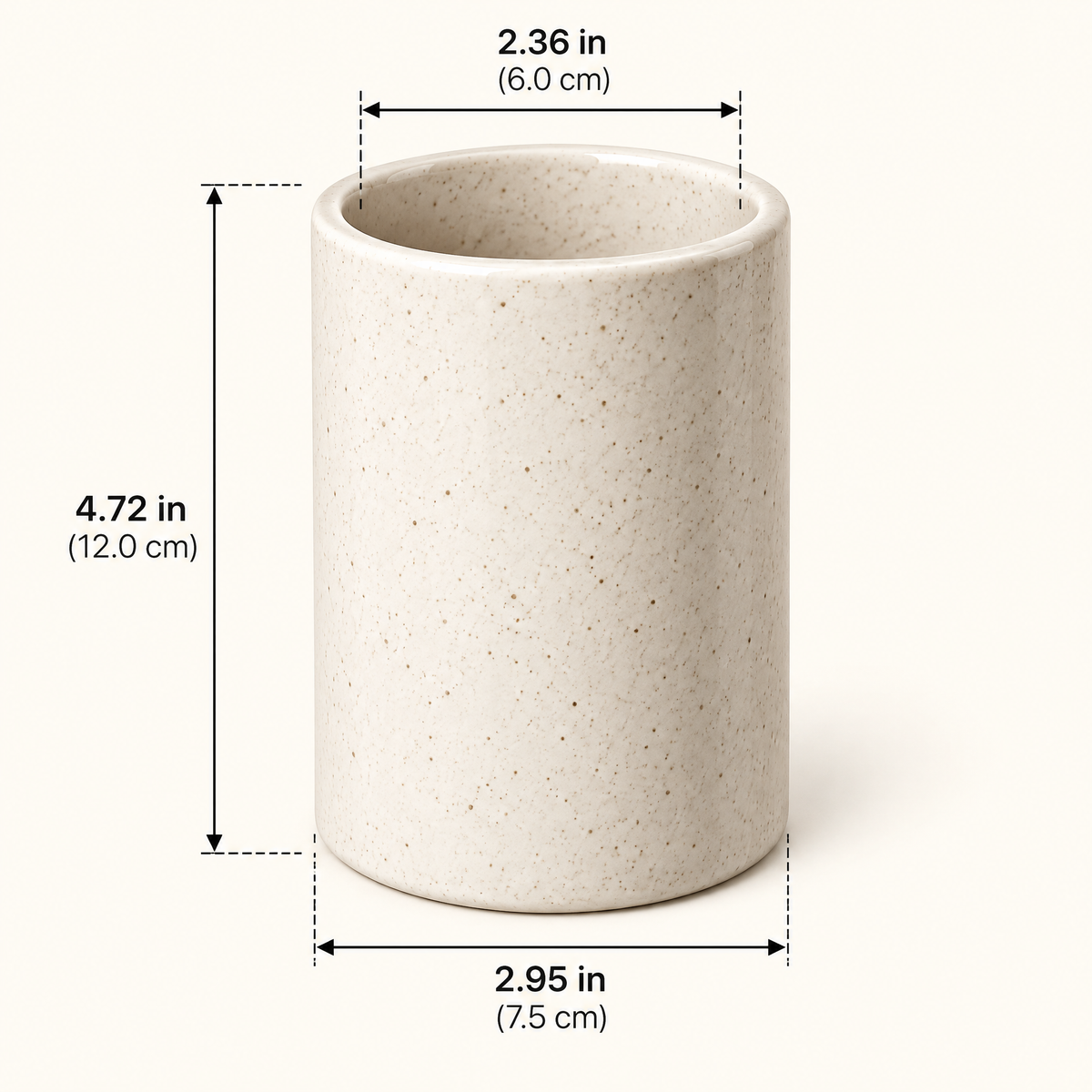 cvooe™ Ceramic Coffee Tool Holder — ceramic holder dimension illustration