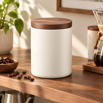 cvooe™ coffee bean canister on a wood coffee station