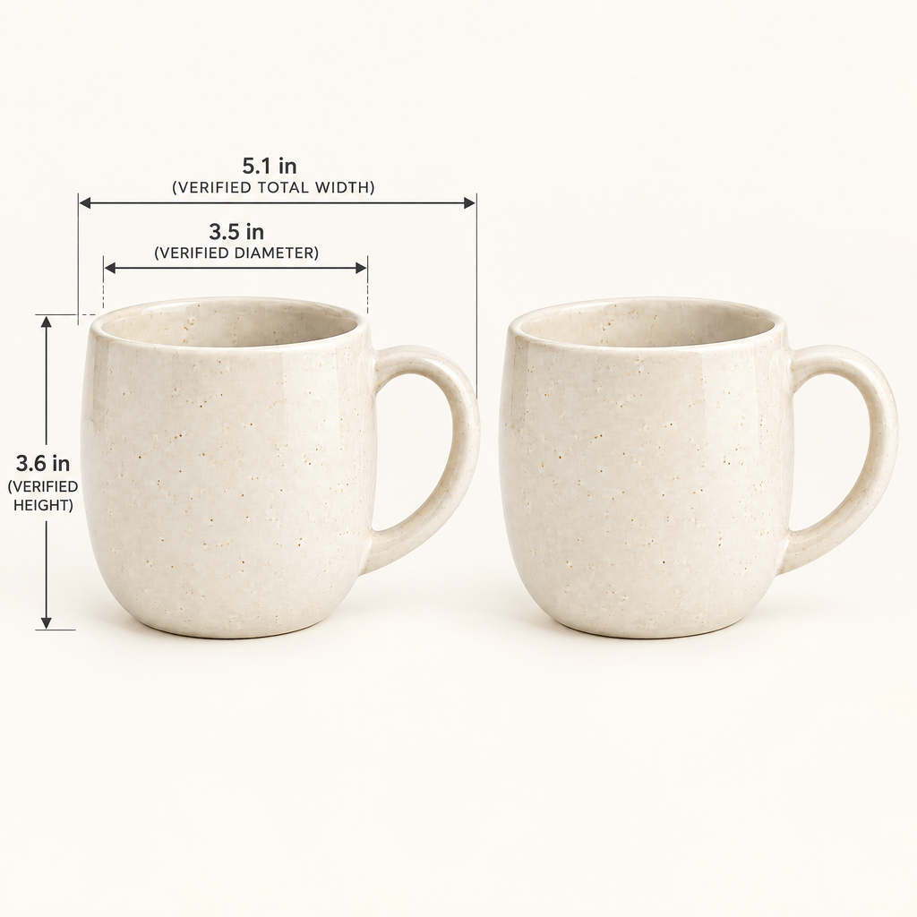 cvooe™ Artisan Ceramic Coffee Mug Set - size dimensions