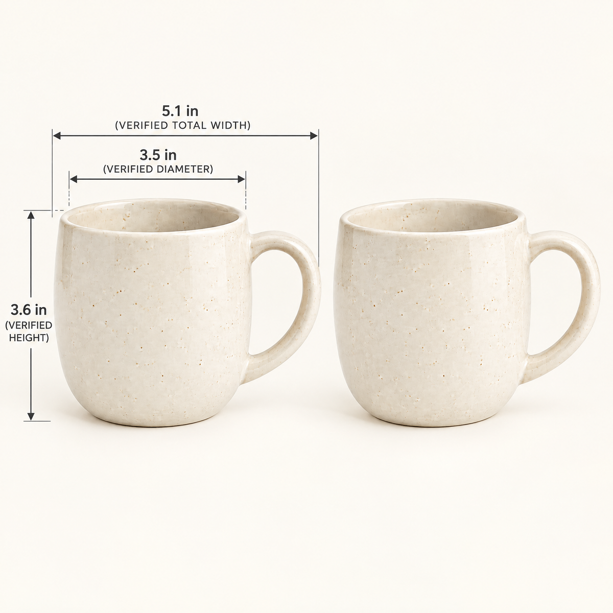cvooe™ Artisan Ceramic Coffee Mug Set - size dimensions